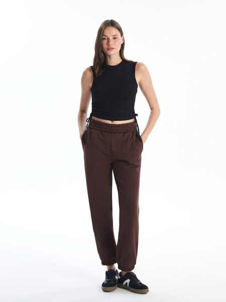 Women's Elastic Waistband Plain Jogger Sweatpants - 8