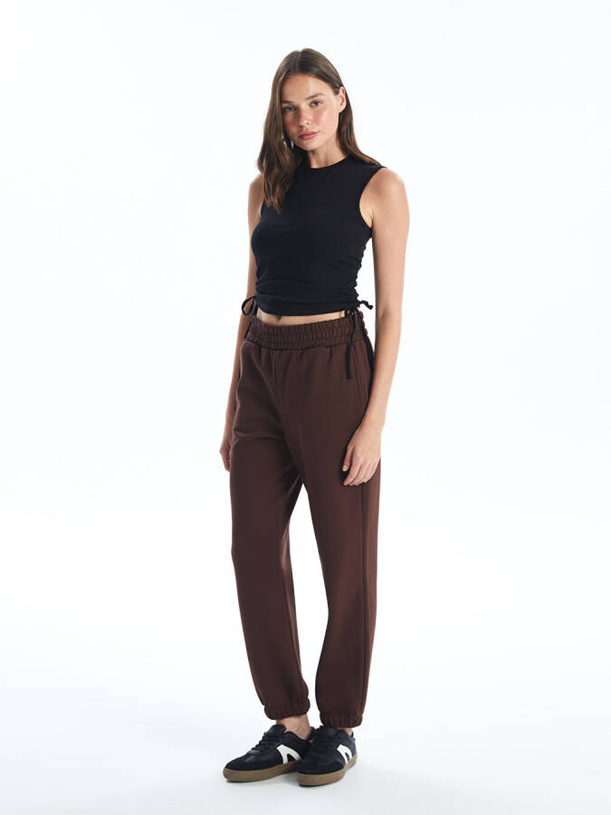 Women's Elastic Waistband Plain Jogger Sweatpants - 2