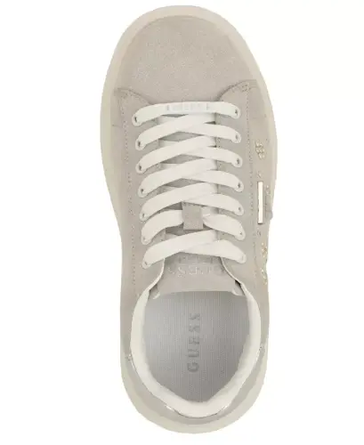 Women's Elbina Contrast Heel Lace-Up Sneakers - Ivory Embellished/Silver - 4