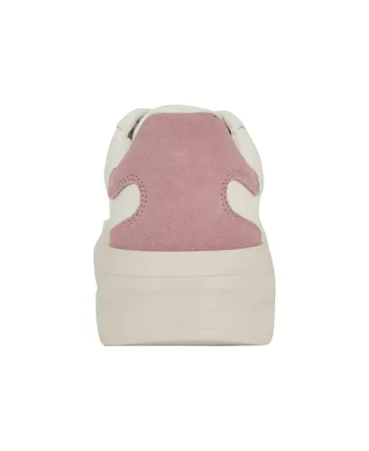 Women's Elbina Contrast Heel Lace-Up Sneakers-White/Light Pink - 3