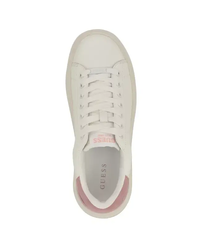 Women's Elbina Contrast Heel Lace-Up Sneakers-White/Light Pink - 4