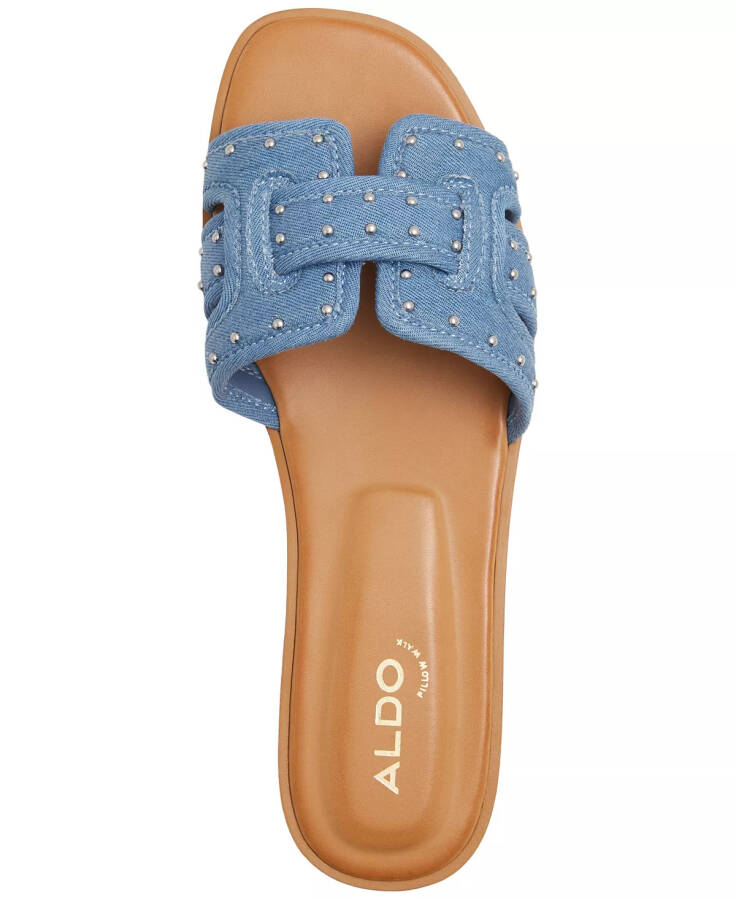 Women's Elenaa Studded Flat Slide Sandals Bright Blue - 4