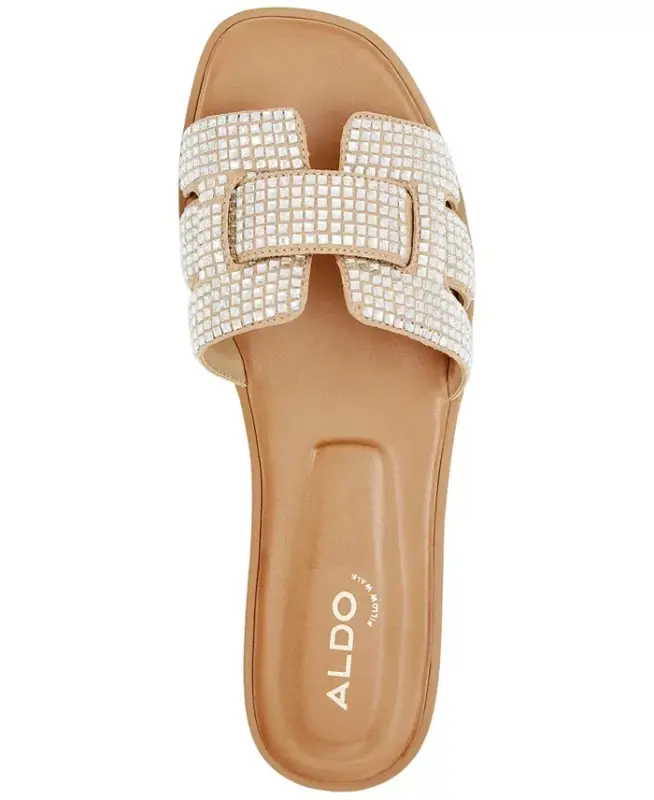 Women's Elenaa Studded Flat Slide Sandals - Medium Brown - 10