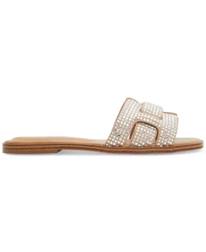 Women's Elenaa Studded Flat Slide Sandals-White Bone - 6