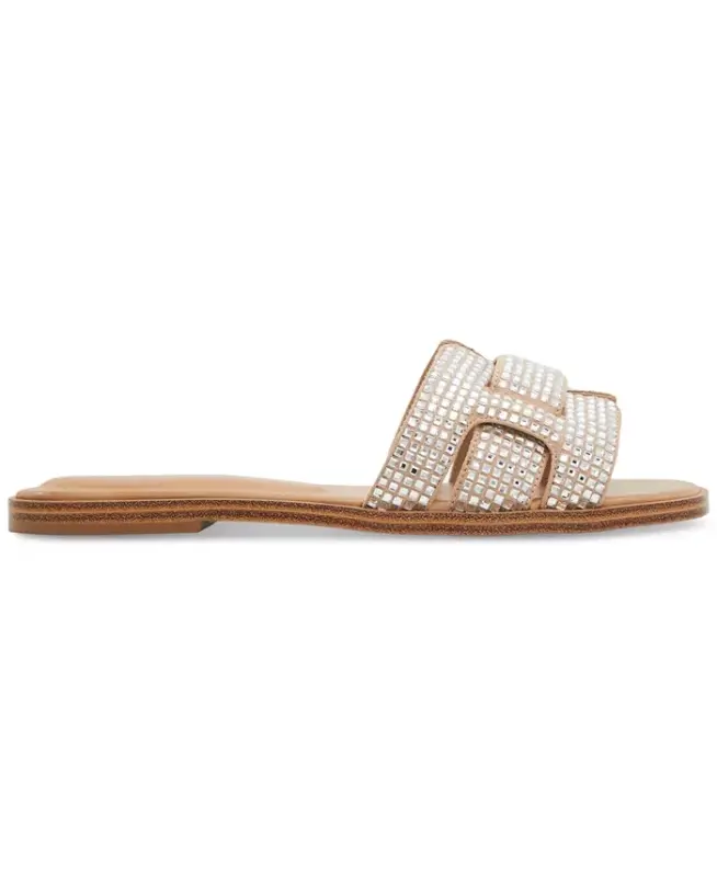 Women's Elenaa Studded Flat Slide Sandals-White Bone - 6