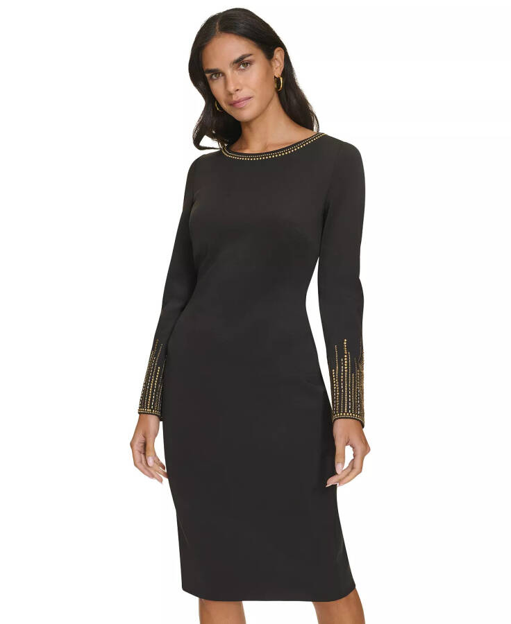 Women's Embellished Cowl-Back Dress Black - 3