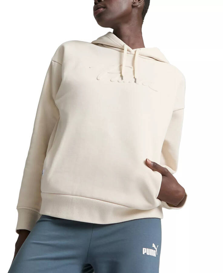 Women's Embossed-Logo Fleece Hoodie Alpine Snow - 1