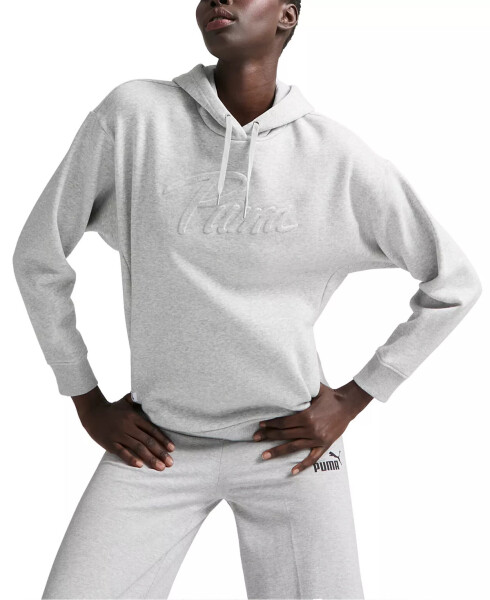 Women's Embossed-Logo Fleece Hoodie Light Gray Heather - 1