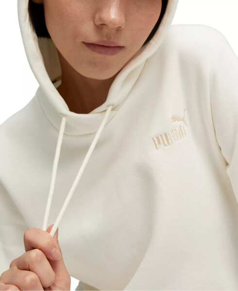 Women's Embroidered Fleece Hoodie Sweatshirt Ivory - 3