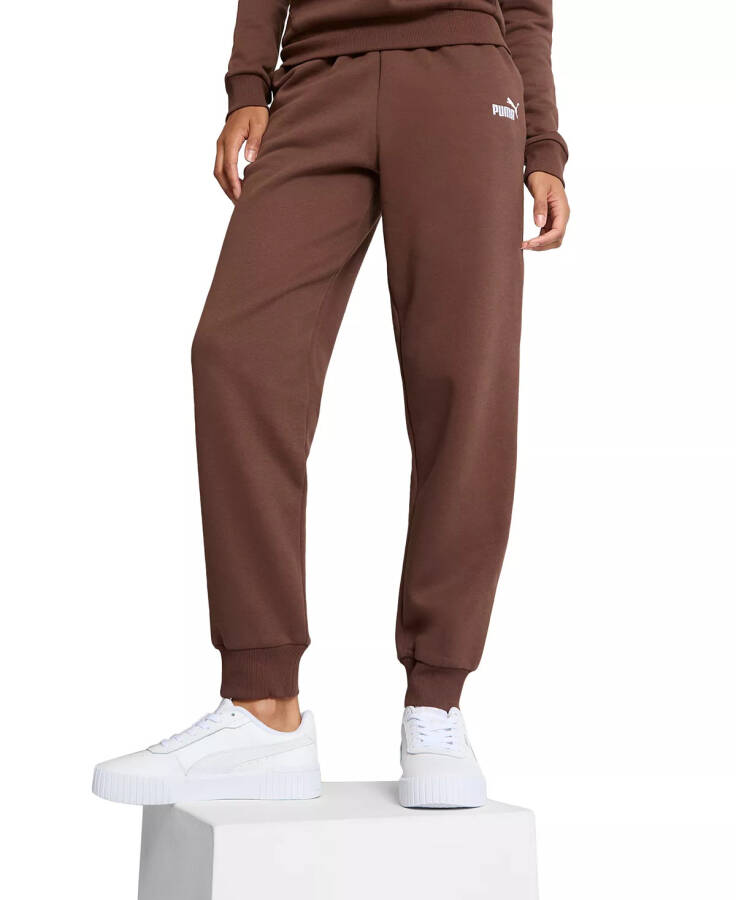 Women's Embroidered-Logo Fleece Sweatpant Joggers Brown - 1