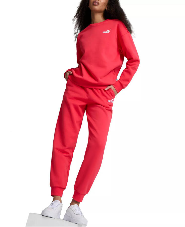 Women's Embroidered-Logo Fleece Sweatpant Joggers Tart Cherry - 4