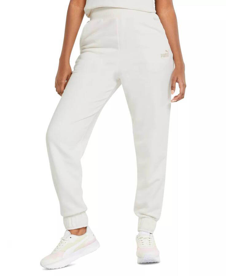 Women's Embroidered-Logo High-Waist Fleece Sweatpant Jogger Ivory - 5