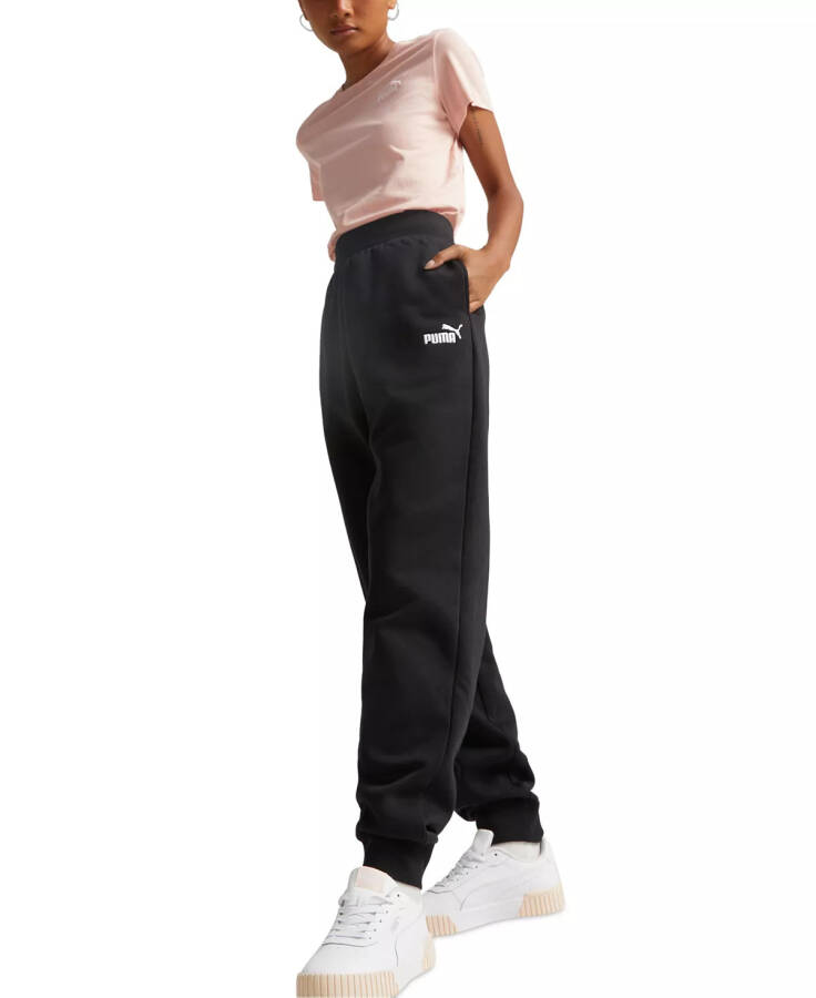 Women's Embroidered-Logo High-Waist Fleece Sweatpant Jogger Puma Black - 1