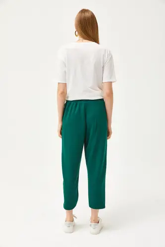 Women's Emerald Green Pocketed Stitched Detailed Soft Touch Modal Sweatpants EŞF-00000069-Emerald Green - 6