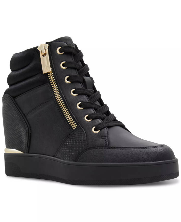 Women's Ereliclya Lace-Up Zip Wedge High-Top Sneakers Black Multi - 6