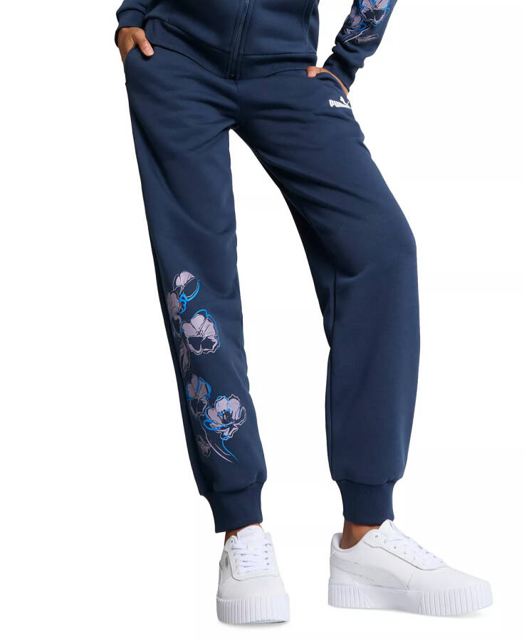 Women's Essential Floral Vibes Rib-Hem Sweatpants Blue - 1