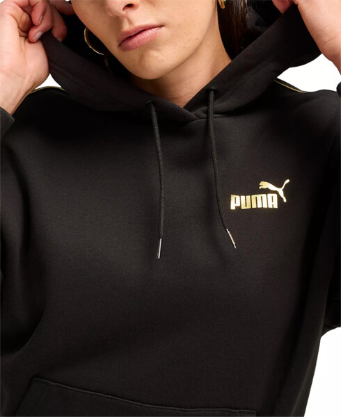 Women's Essential Gold Logo Hoodie Black - 4