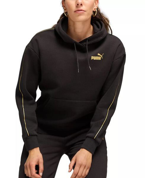 Women's Essential Gold Logo Hoodie Black - 5