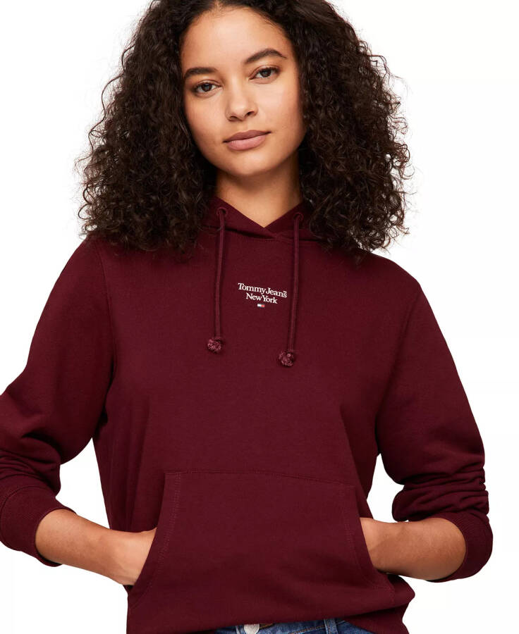 Women's Essential Logo Drawstring Hoodie Deep Rouge - 3