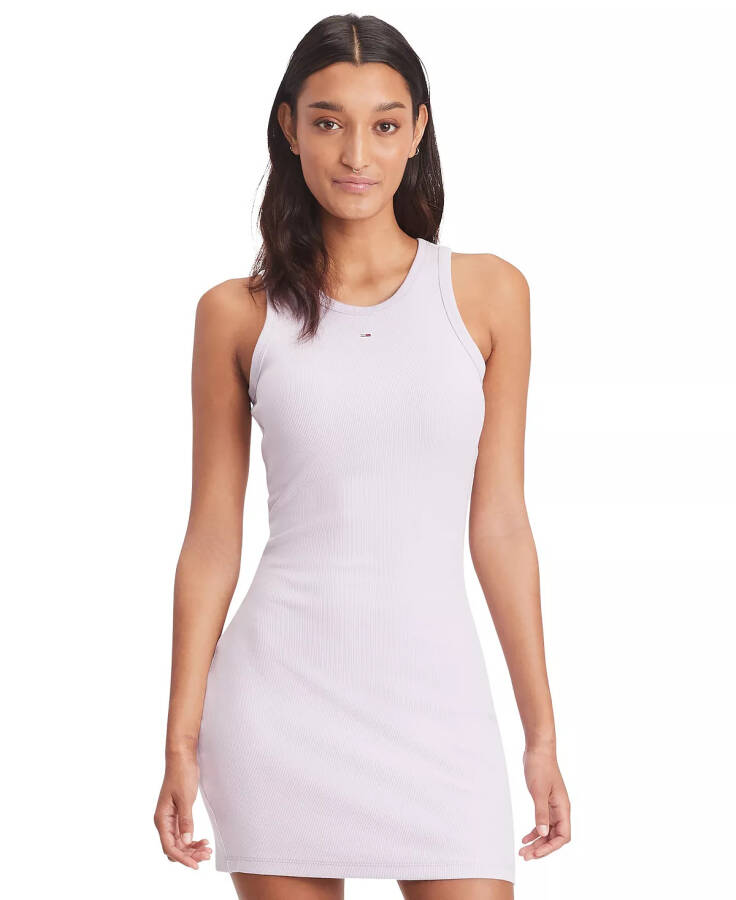 Women's Essential Ribbed Bodycon Tank Dress Lavender Flower - 3