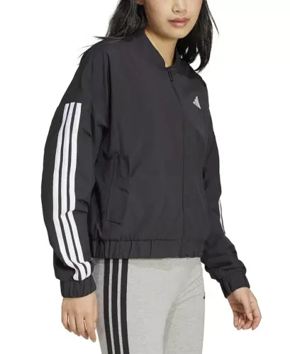 Women's Essentials 3-Stripes Lifestyle Bomber Jacket-Black - 2