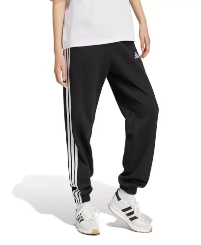 Women's Essentials 3-Stripes Pull On Fleece Loose Pants-Black/White - ADIDAS (1)
