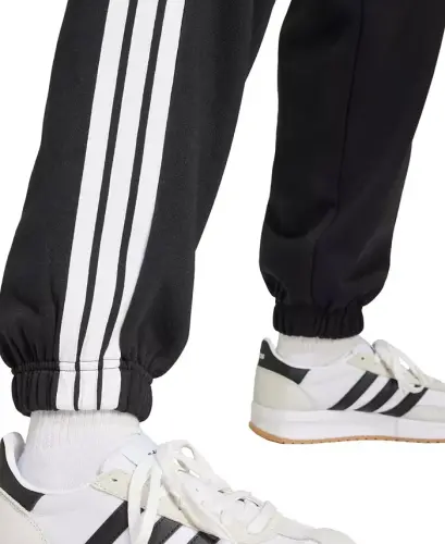 Women's Essentials 3-Stripes Pull On Fleece Loose Pants-Black/White - 6