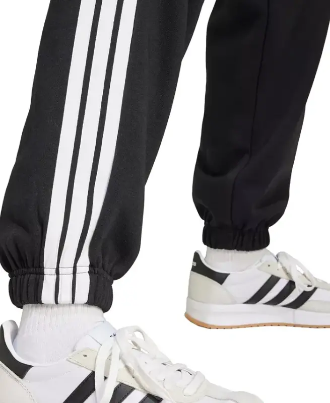 Women's Essentials 3-Stripes Pull On Fleece Loose Pants-Black/White - 6