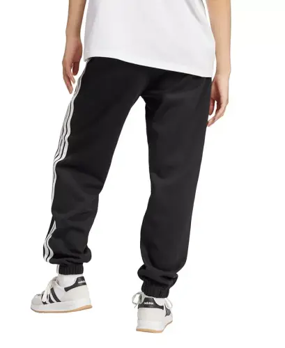 Women's Essentials 3-Stripes Pull On Fleece Loose Pants-Black/White - 7