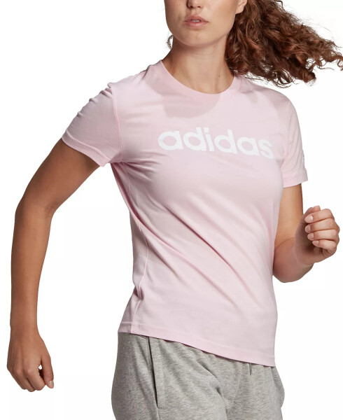 Women's Essentials Cotton Linear Logo T-Shirt Clear Pink/white - 1