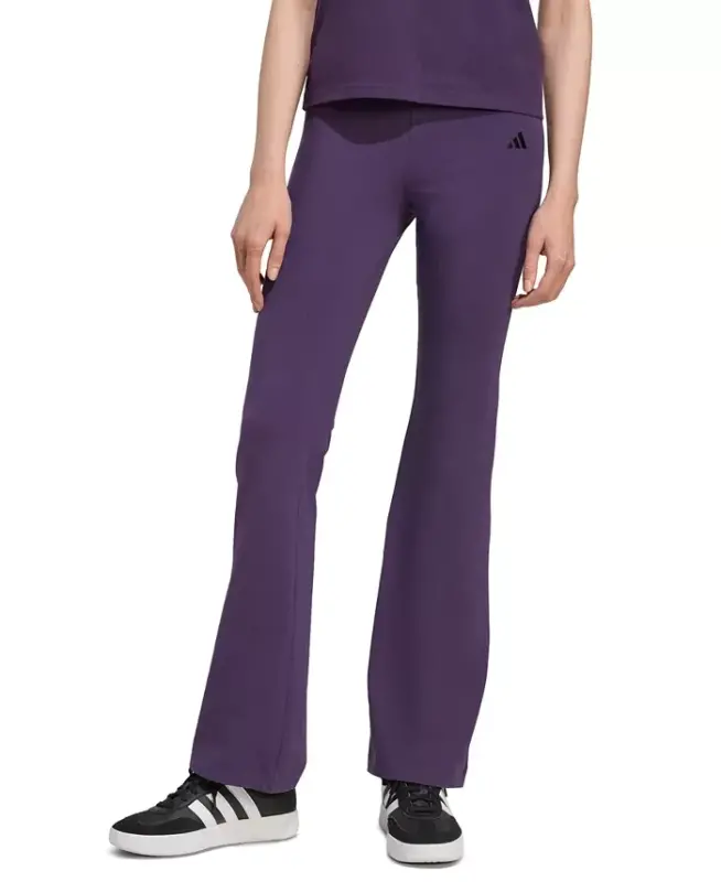 Women's Essentials Small Logo Flared Leggings - Aurora Plum/black - ADIDAS