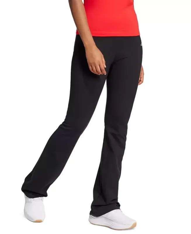 Women's Essentials Small Logo Flared Leggings-Black/White - 2