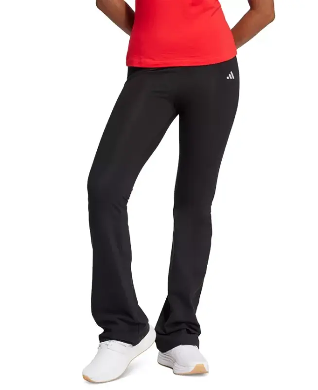 Women's Essentials Small Logo Flared Leggings-Black/White - 1