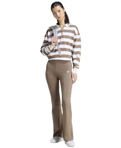 Women's Essentials Small Logo Flared Leggings - Khaki Six/white - ADIDAS (1)