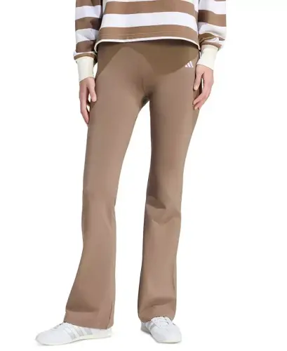 Women's Essentials Small Logo Flared Leggings - Khaki Six/white - 1