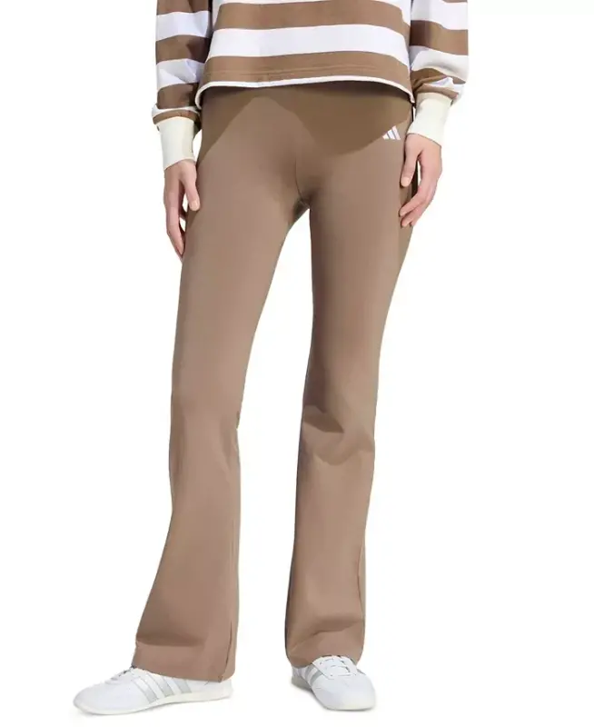 Women's Essentials Small Logo Flared Leggings - Khaki Six/white - 1