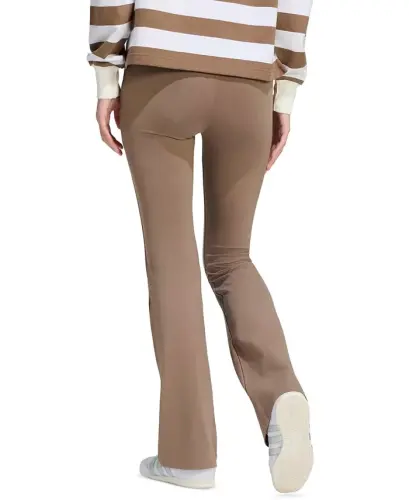 Women's Essentials Small Logo Flared Leggings - Khaki Six/white - 3