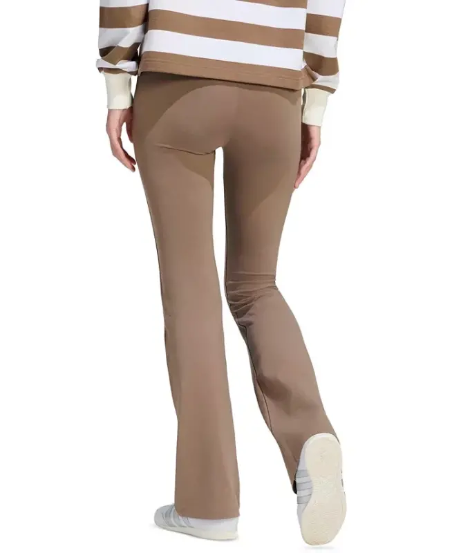 Women's Essentials Small Logo Flared Leggings - Khaki Six/white - 3
