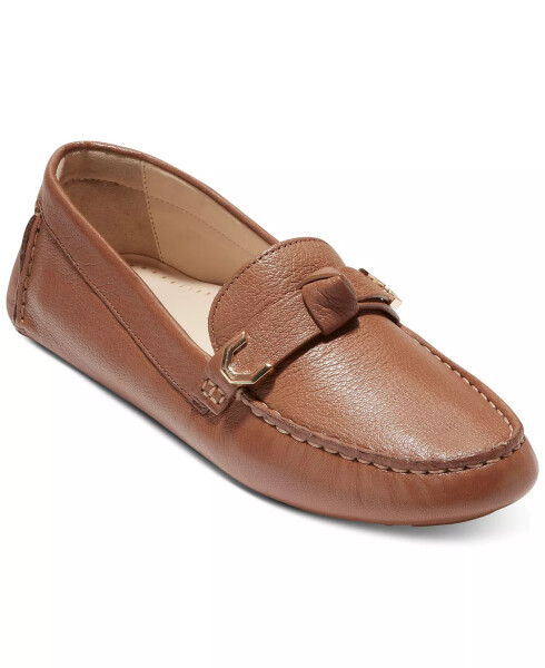 Women's Evelyn Bow Driver Loafers Pecan Leather - 1