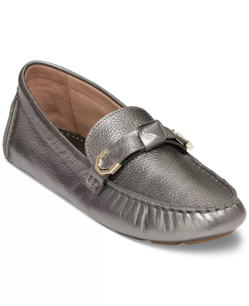 Women's Evelyn Bow Driver Loafers Pewter Metallic - 1