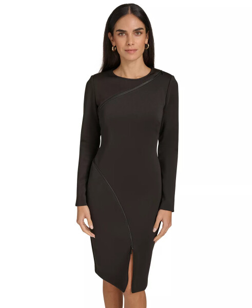 Women's Exposed-Zipper Scuba Sheath Dress Black - 3