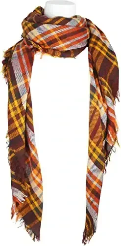 Women's Fall Winter Scarf Classic Tassel Plaid Tartan Warm Soft Chunky Large Blanket Wrap Shawl Scarves - 3
