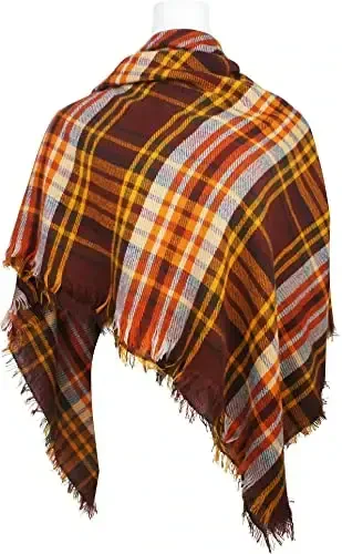Women's Fall Winter Scarf Classic Tassel Plaid Tartan Warm Soft Chunky Large Blanket Wrap Shawl Scarves - 4