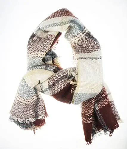 Women's Fall Winter Scarf Classic Tassel Plaid Tartan Warm Soft Chunky Large Blanket Wrap Shawl Scarves - 4