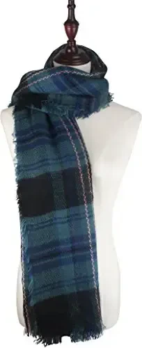Women's Fall Winter Scarf Classic Tassel Plaid Tartan Warm Soft Chunky Large Blanket Wrap Shawl Scarves - 3