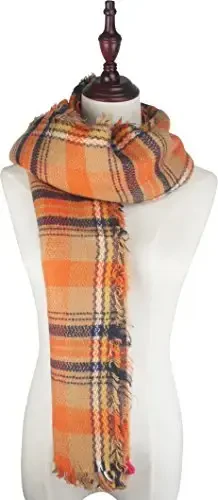Women's Fall Winter Scarf Classic Tassel Plaid Tartan Warm Soft Chunky Large Blanket Wrap Shawl Scarves - 3