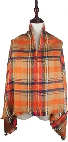 Women's Fall Winter Scarf Classic Tassel Plaid Tartan Warm Soft Chunky Large Blanket Wrap Shawl Scarves - 4