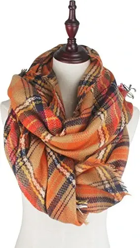 Women's Fall Winter Scarf Classic Tassel Plaid Tartan Warm Soft Chunky Large Blanket Wrap Shawl Scarves - 2