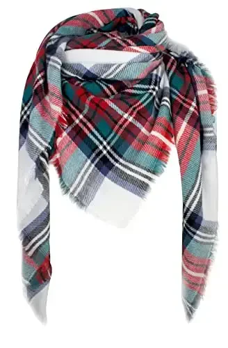 Women's Fall Winter Scarf Classic Tassel Plaid Tartan Warm Soft Chunky Large Blanket Wrap Shawl Scarves - 6