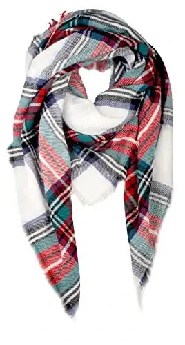 Women's Fall Winter Scarf Classic Tassel Plaid Tartan Warm Soft Chunky Large Blanket Wrap Shawl Scarves - VIVIAN (1)
